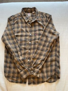 Levi’s Men’s Plaid Flannel Shirt L 100% Cotton Button Up